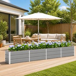 Reliable Light Grey Steel Planter for Garden & Home 320 x 40 x 45 cm