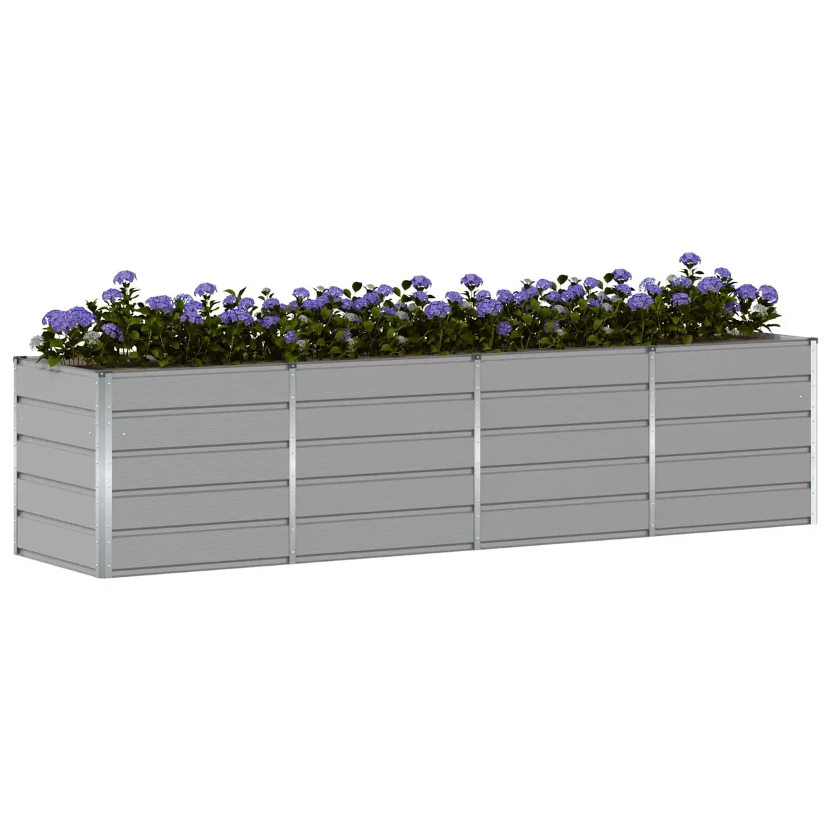 Steel Planter Light Grey 320x80x75cm Garden Outdoor Indoor Flower Pot