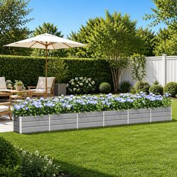 Light Grey Galvanised Steel Planter - Durable & Stylish 580 x 50 x 45 cm