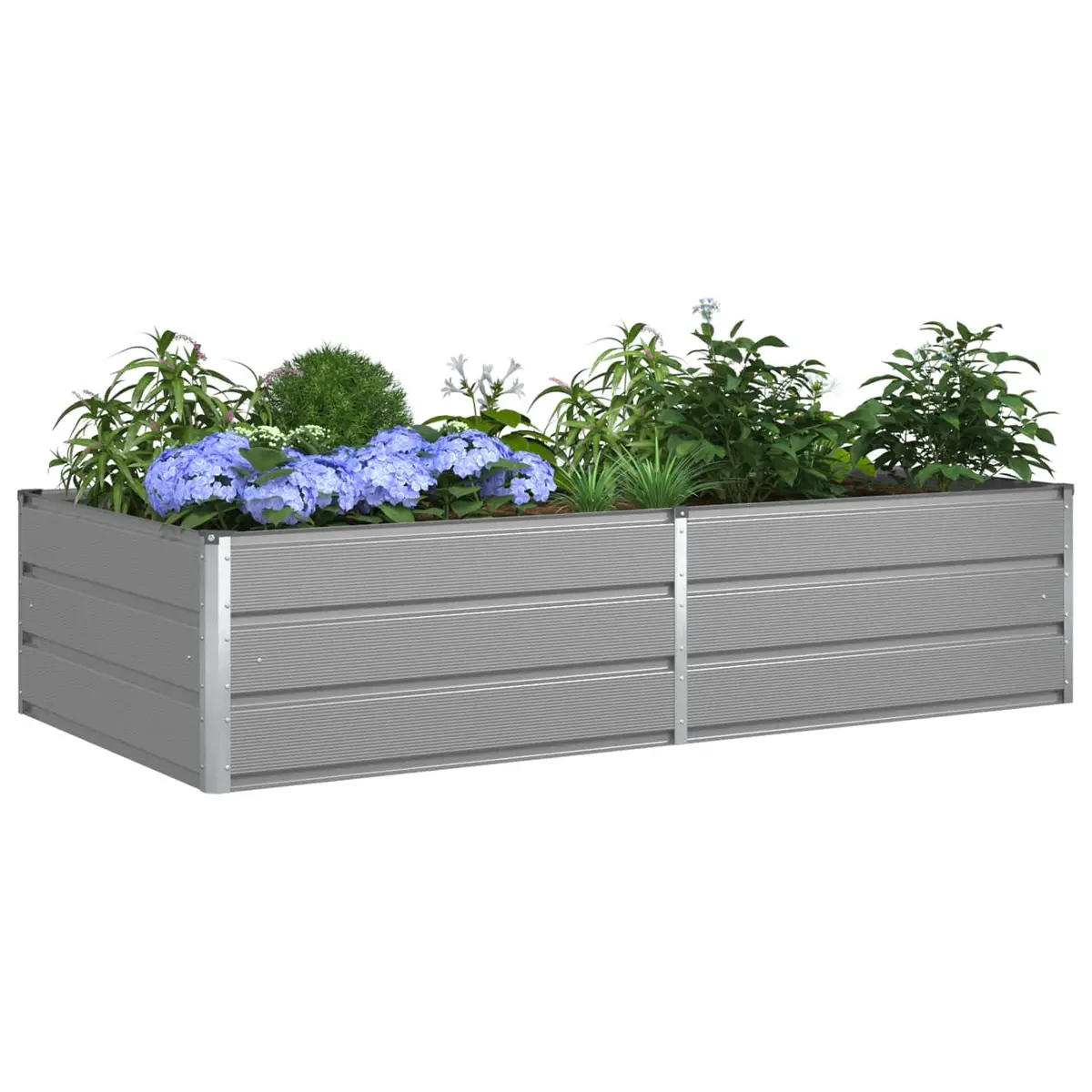 Steel Planter Outdoor Raised Bed 195 x 100 x 45 cm Light Grey