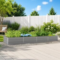 Durable Light Grey Galvanised Steel Planter 385 x 100 x 45 cm