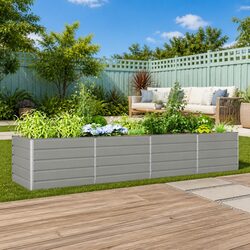 Light Grey Steel Planter: Durable and Low-Maintenance Design