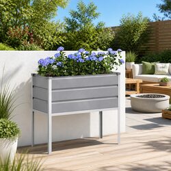 Light Grey High Foot Planter: Practical and Durable Design