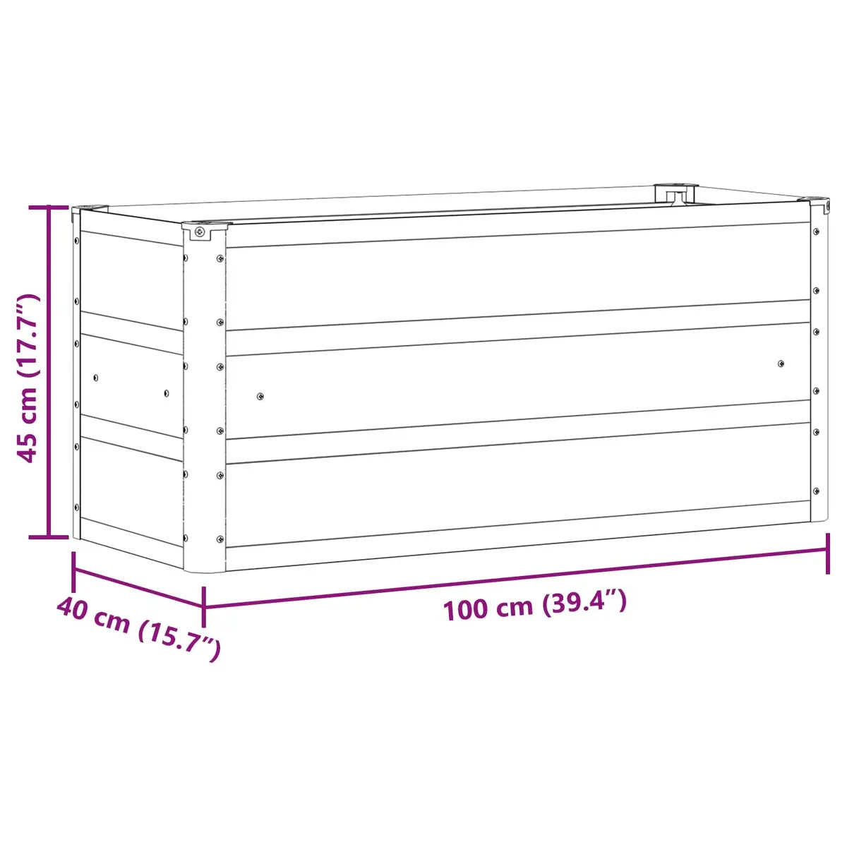 Steel Planter Indoor Outdoor Garden Pot Container 100x40x45cm Anthracite