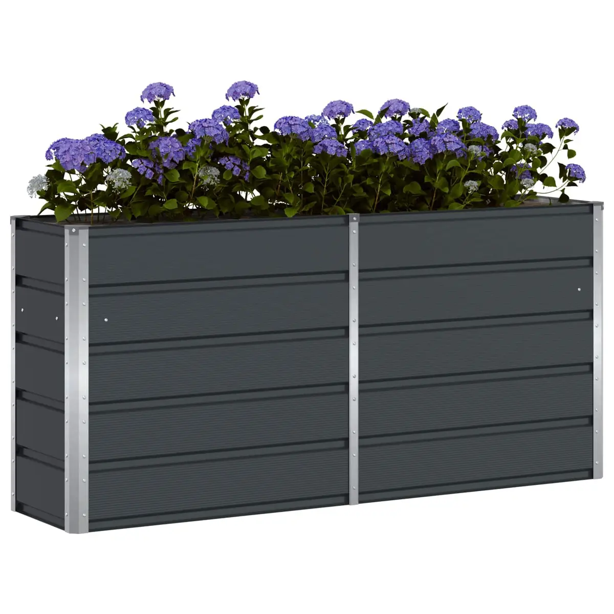 Steel Planter Anthracite 160 x 40 x 75 cm Garden Outdoor Indoor Patio
