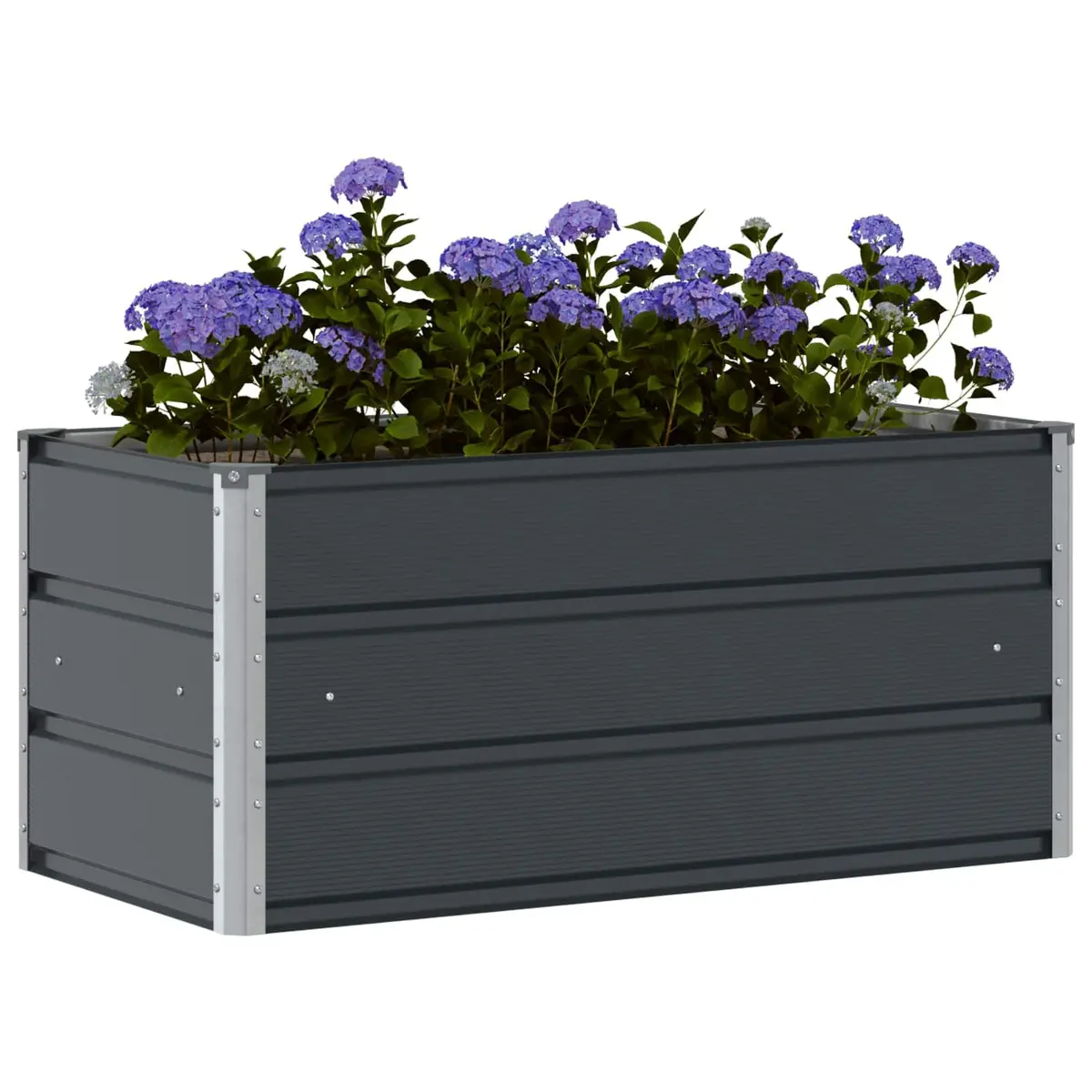 Steel Planter Anthracite 100 x 50 x 45 cm Garden Outdoor Raised Bed Galvanised
