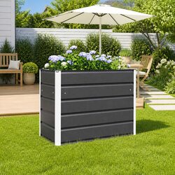 Warm and Durable Anthracite Steel Planter 100 x 50 x 75 cm