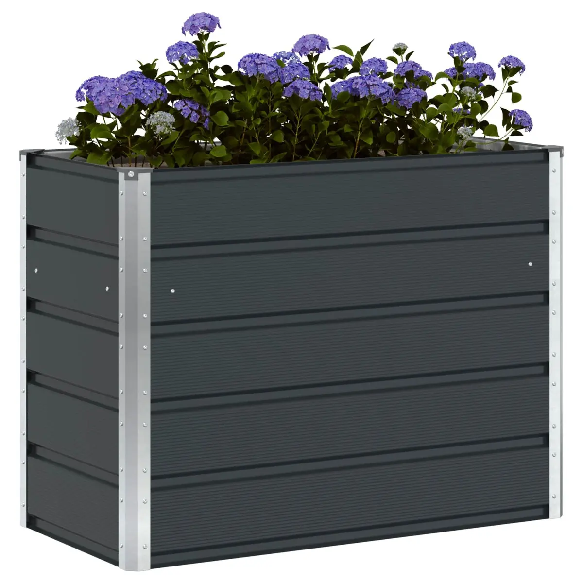 Galvanised Steel Planter Garden Outdoor Raised Bed 100 x 50 x 75 cm Anthracite