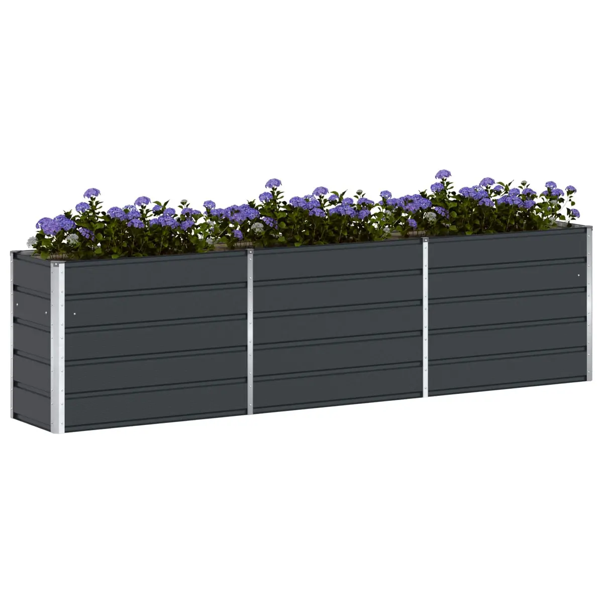 Steel Planter Anthracite 290 x 50 x 75 cm Garden Outdoor Raised Bed Galvanised