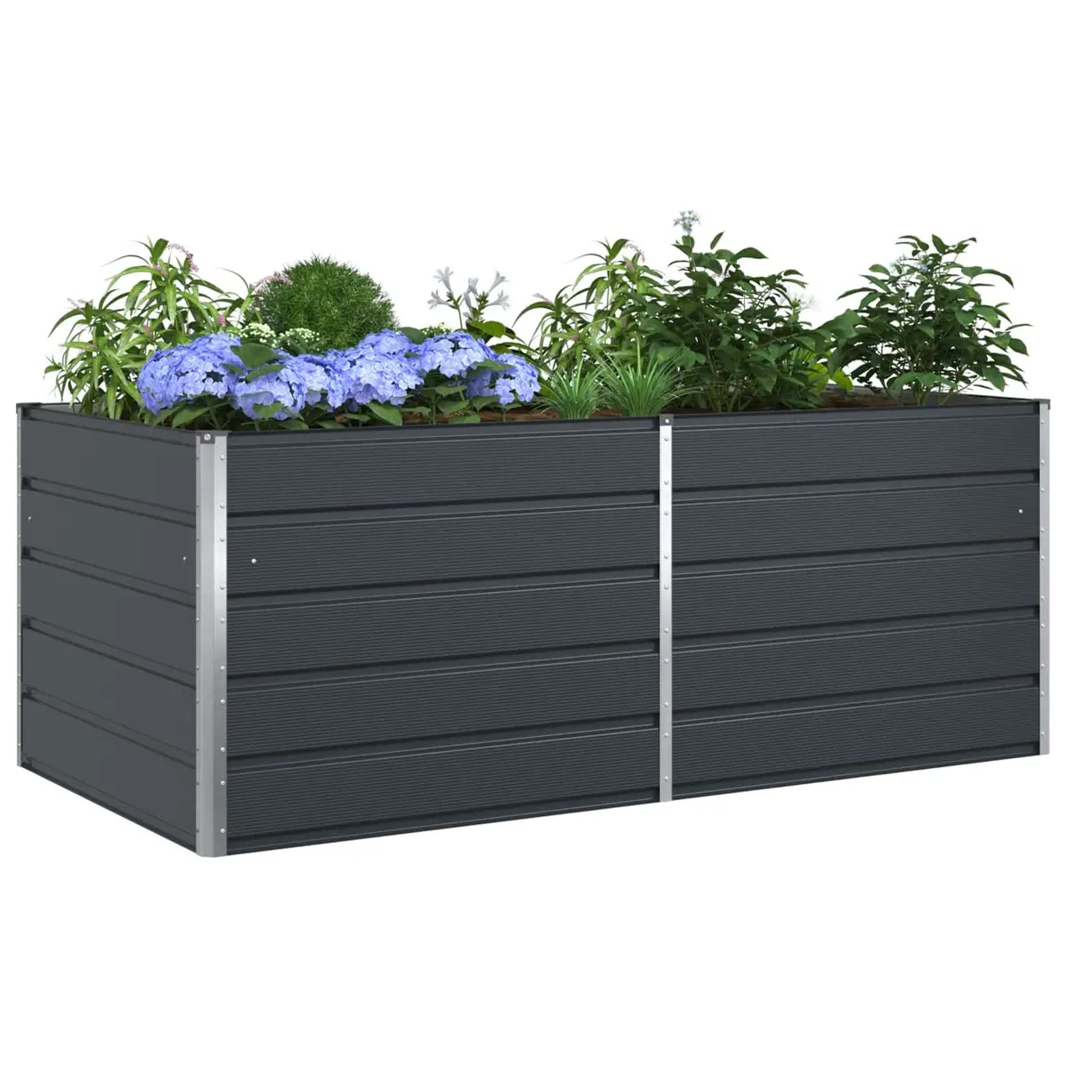 Large Steel Planter Outdoor Garden 195 x 100 x 75 cm Anthracite
