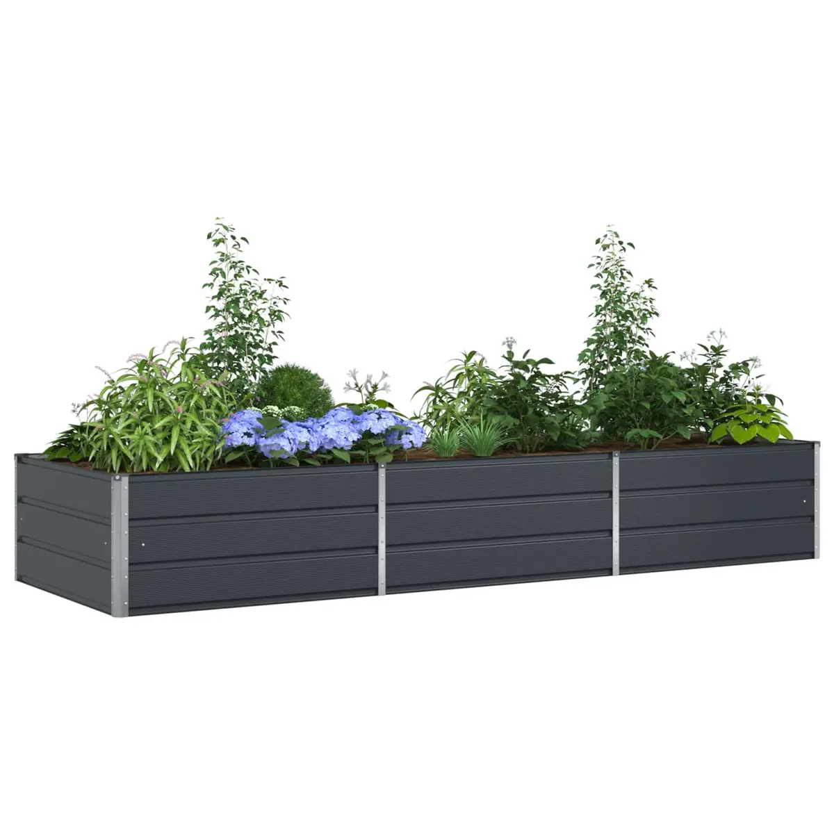 Large Steel Planter Anthracite 290 x 100 x 45 cm Galvanised Outdoor Garden