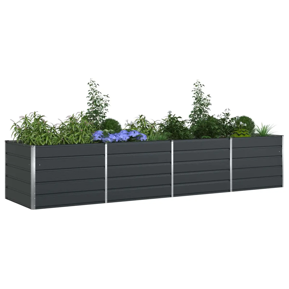 Steel Garden Planter Outdoor Raised Flower Bed 385 x 100 x 75 cm Anthracite