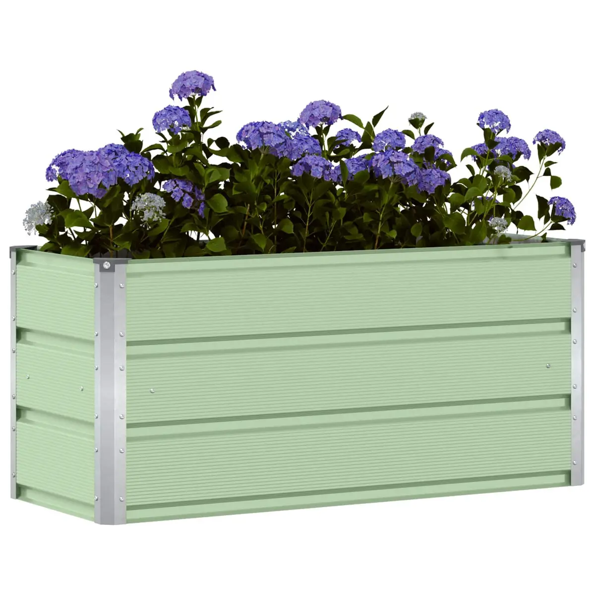 Steel Planter Garden Container Indoor Outdoor 100 x 40 x 45 cm Green