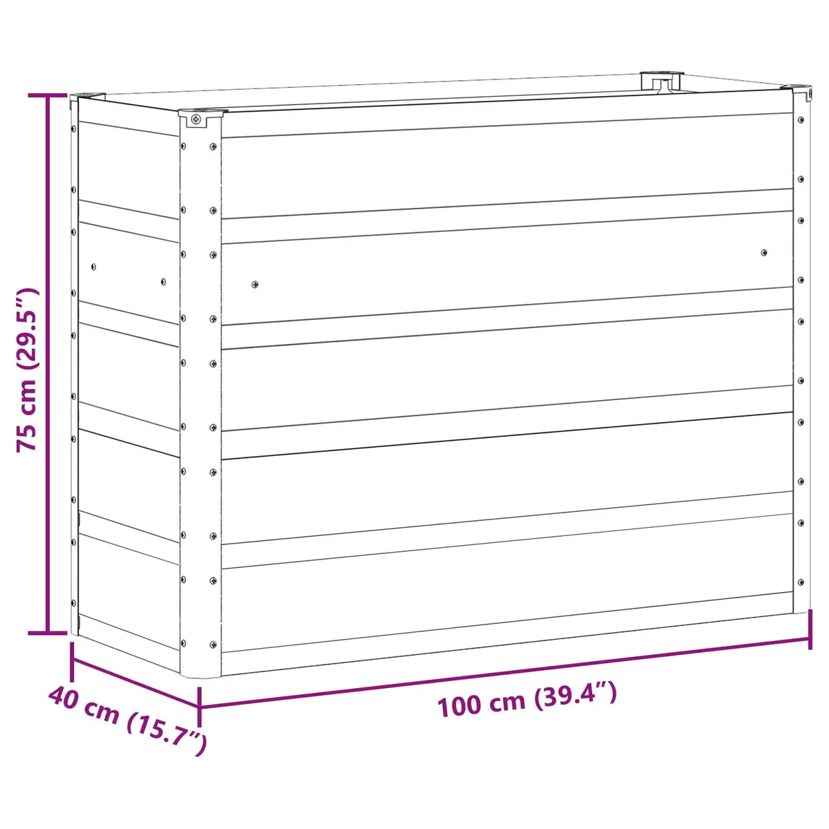 Steel Planter Indoor Outdoor Use Large Green 100x40x75cm