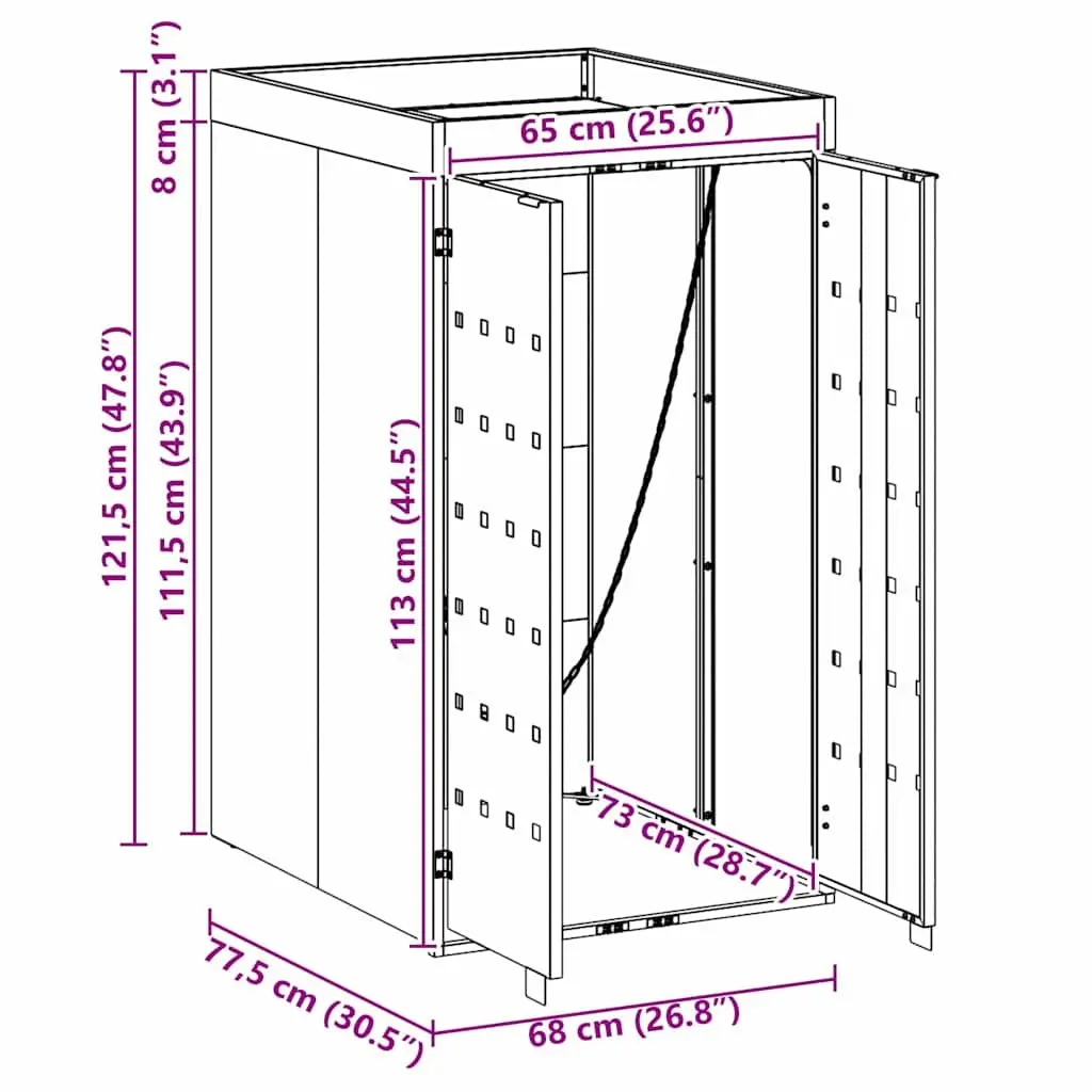 Wheelie Bin Storage Unit with Planter Roof Single 240L Outdoor Garden Waste Black