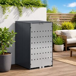 Wheelie Bin Storage Enclosure Gas Lift Lid Anthracite 240L Outdoor Waste