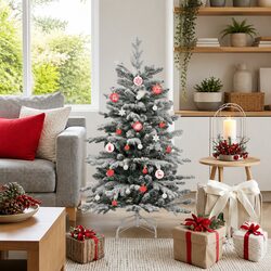 Christmas Bauble Set 40 Pieces Red White Plastic Holiday Tree Ornaments