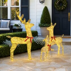 Warm White LED Reindeer Family: Value Holiday Decor