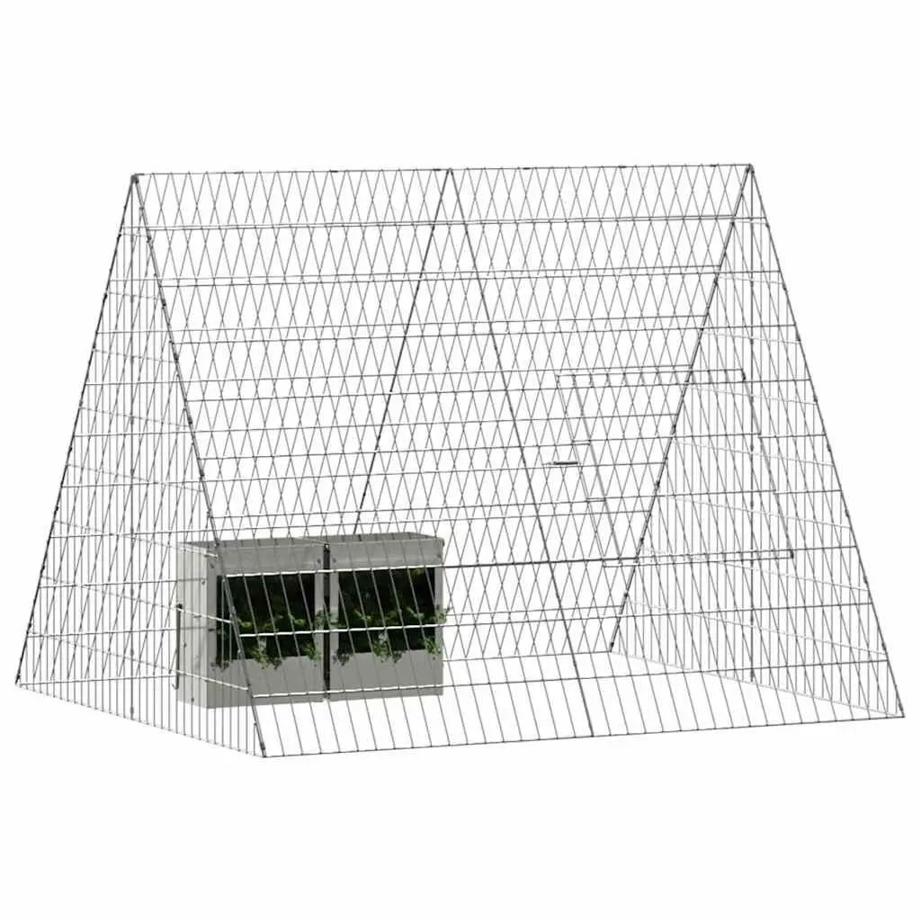 Outdoor Rabbit Cage Galvanised Steel 110x100x85cm Silver Enclosure for Small Animals