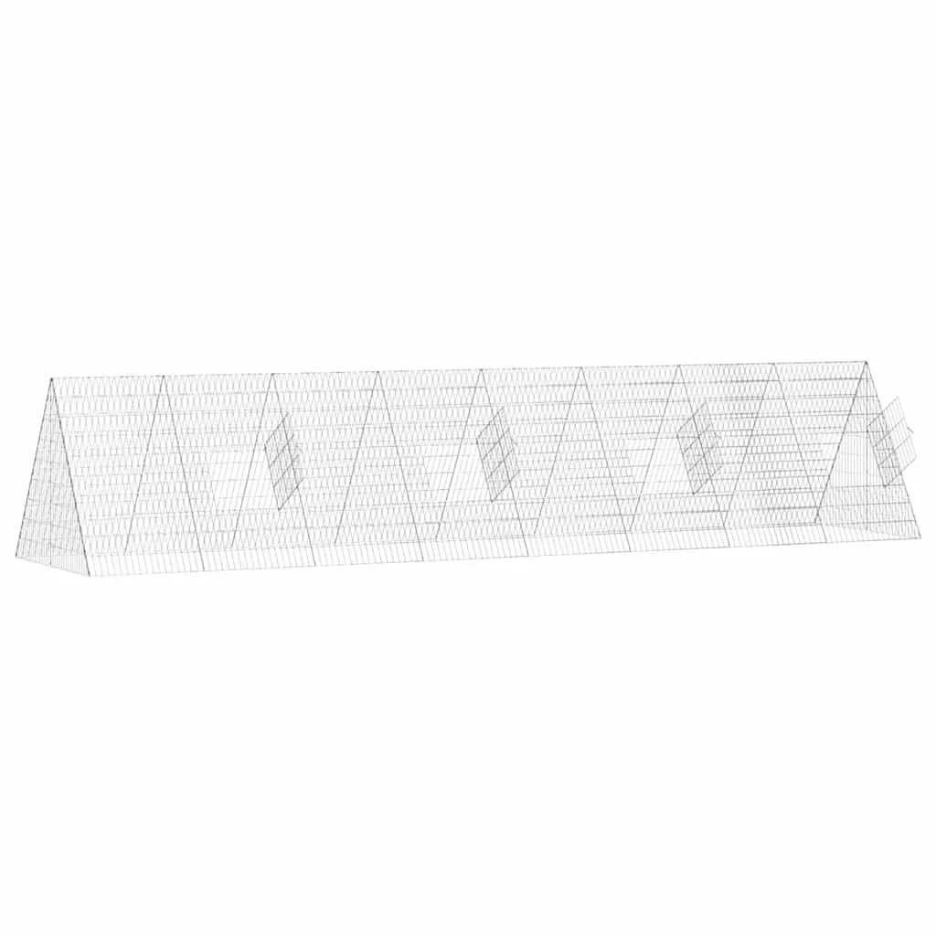 Rabbit Cage Outdoor Silver Galvanised Steel 430 x 100 x 85 cm Pet Enclosure