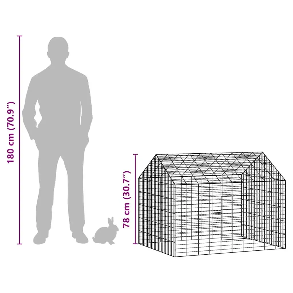 Rabbit Cage Outdoor Silver 100 x 78 x 78 cm Galvanised Steel Garden Habitat