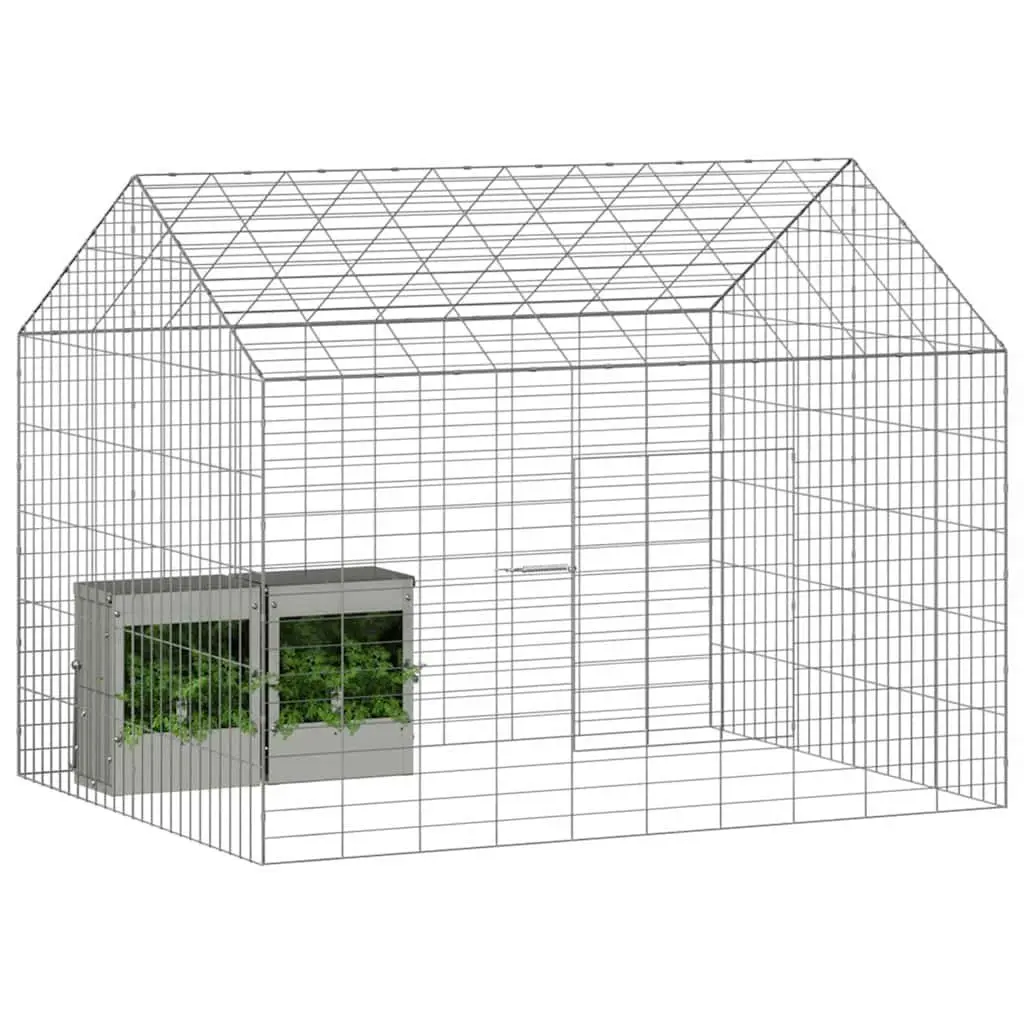 Rabbit Cage Outdoor Silver 100 x 78 x 78 cm Galvanised Steel Garden Habitat