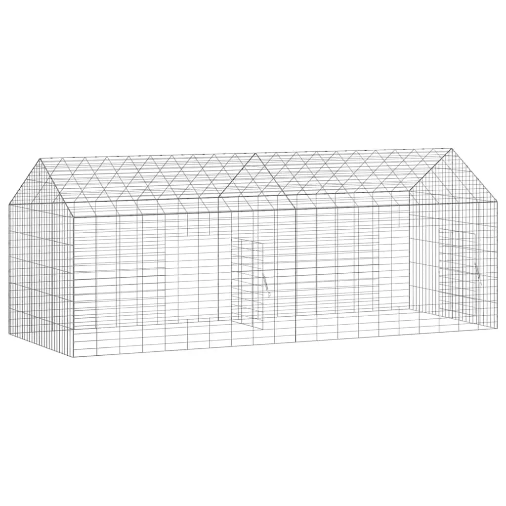 Rabbit Cage Outdoor Habitat 200x78x78cm Silver Galvanised Steel