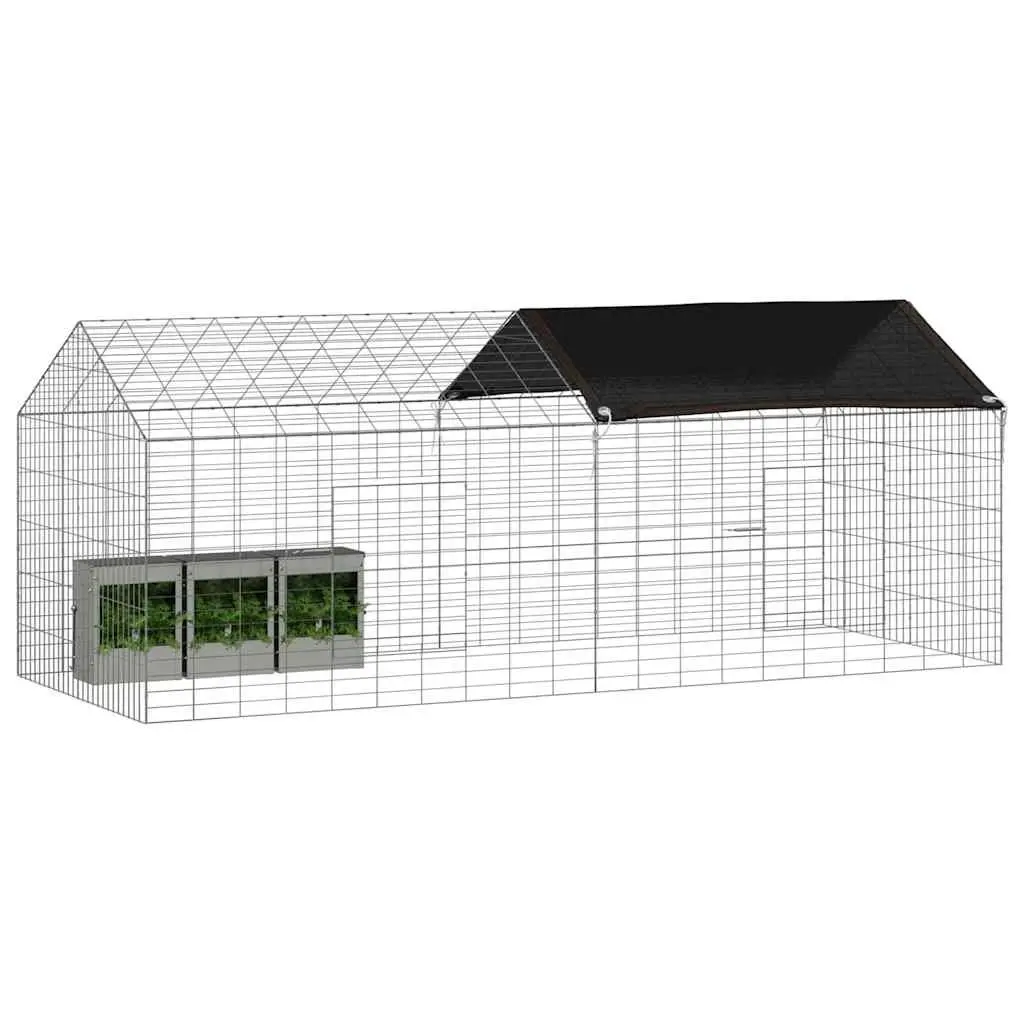 Rabbit Cage Outdoor Silver 200 x 78 x 78 cm Galvanised Steel Pet Habitat