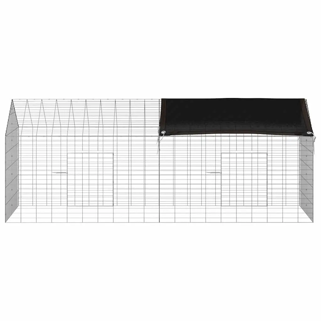 Rabbit Cage Outdoor Silver 200 x 78 x 78 cm Galvanised Steel Pet Habitat