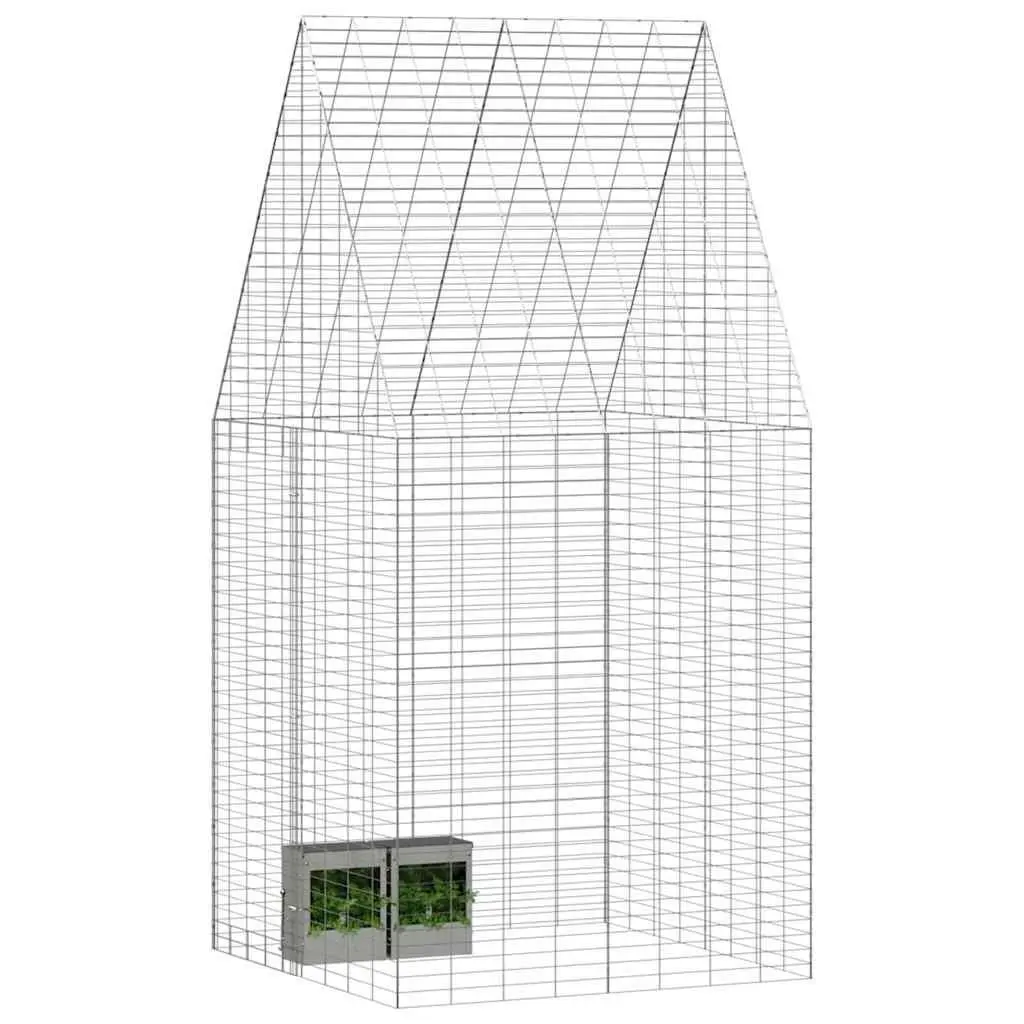 Small Animal Outdoor Habitat Cage 100 x 100 x 210 cm Silver Galvanised Steel