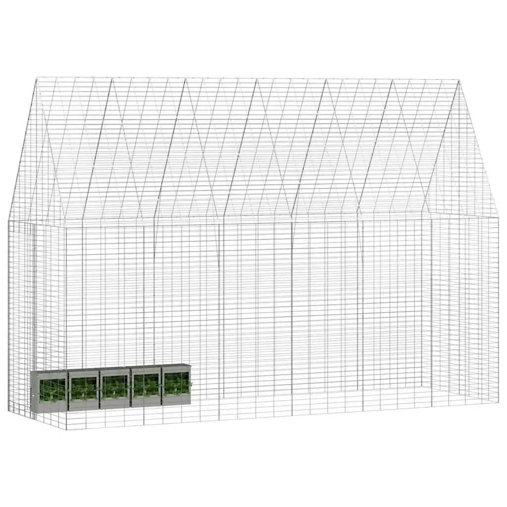 Outdoor Cage for Small Animals Galvanised Steel 300x100x210cm Silver Habitats for Rabbits Guinea Pigs and Hamsters
