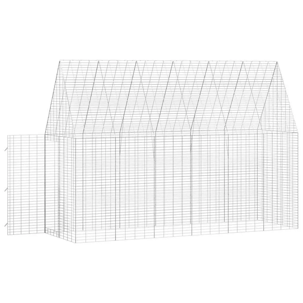 Outdoor Cage for Small Animals Galvanised Steel 300x100x210cm Silver Habitats for Rabbits Guinea Pigs and Hamsters