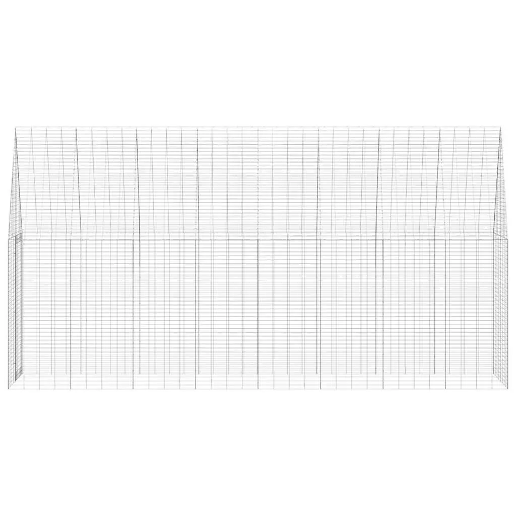 Outdoor Rabbit Cage Small Animal Habitat 400 x 100 x 210 cm Silver Galvanised Steel