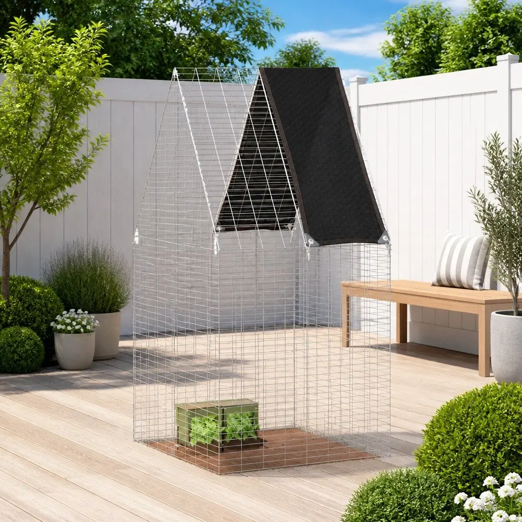 Small Animal Outdoor Habitat Rabbit Guinea Pig Hamster Cage Silver 100x100x210cm