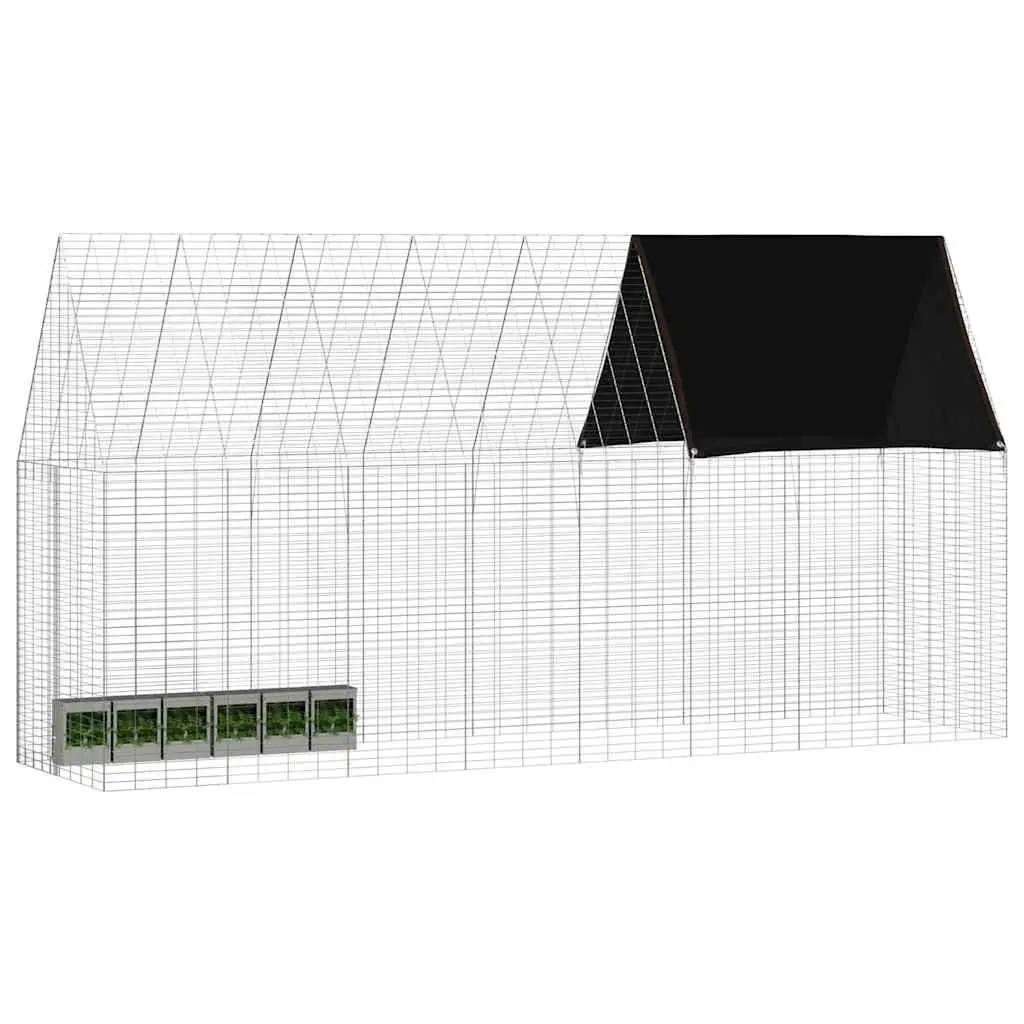 Rabbit Cage Outdoor Habitat 400 x 100 x 210 cm Silver