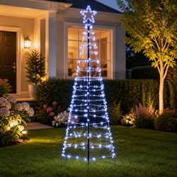 LED Christmas Tree 250cm Blue with Ground Spikes 8 Flash Modes Indoor Outdoor