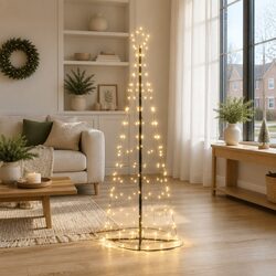 LED Christmas Tree Warm White 100x100x250cm Iron Frame 8 Flash Modes Indoor