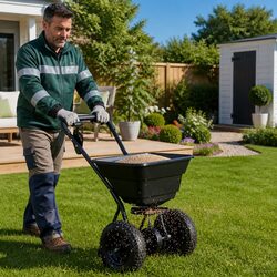 Reliable Black Outdoor Spreader for Lawn Seed and Fertiliser