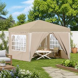Pop-up Party Tent 288x288x245cm Cream Oxford Fabric Outdoor Gazebo Wedding Event