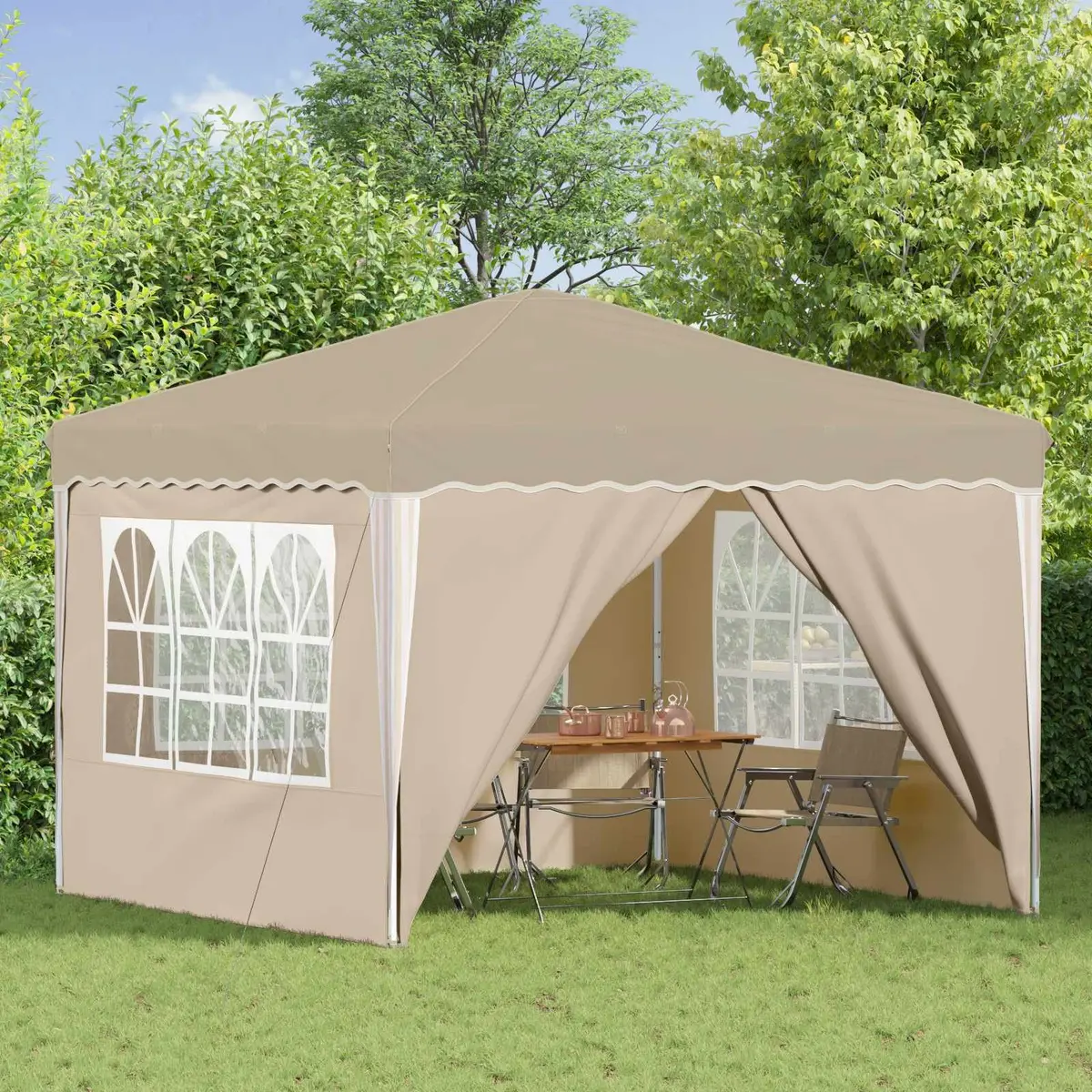 Pop-up Party Tent Outdoor Gazebo 288x288x245cm Cream Oxford Fabric
