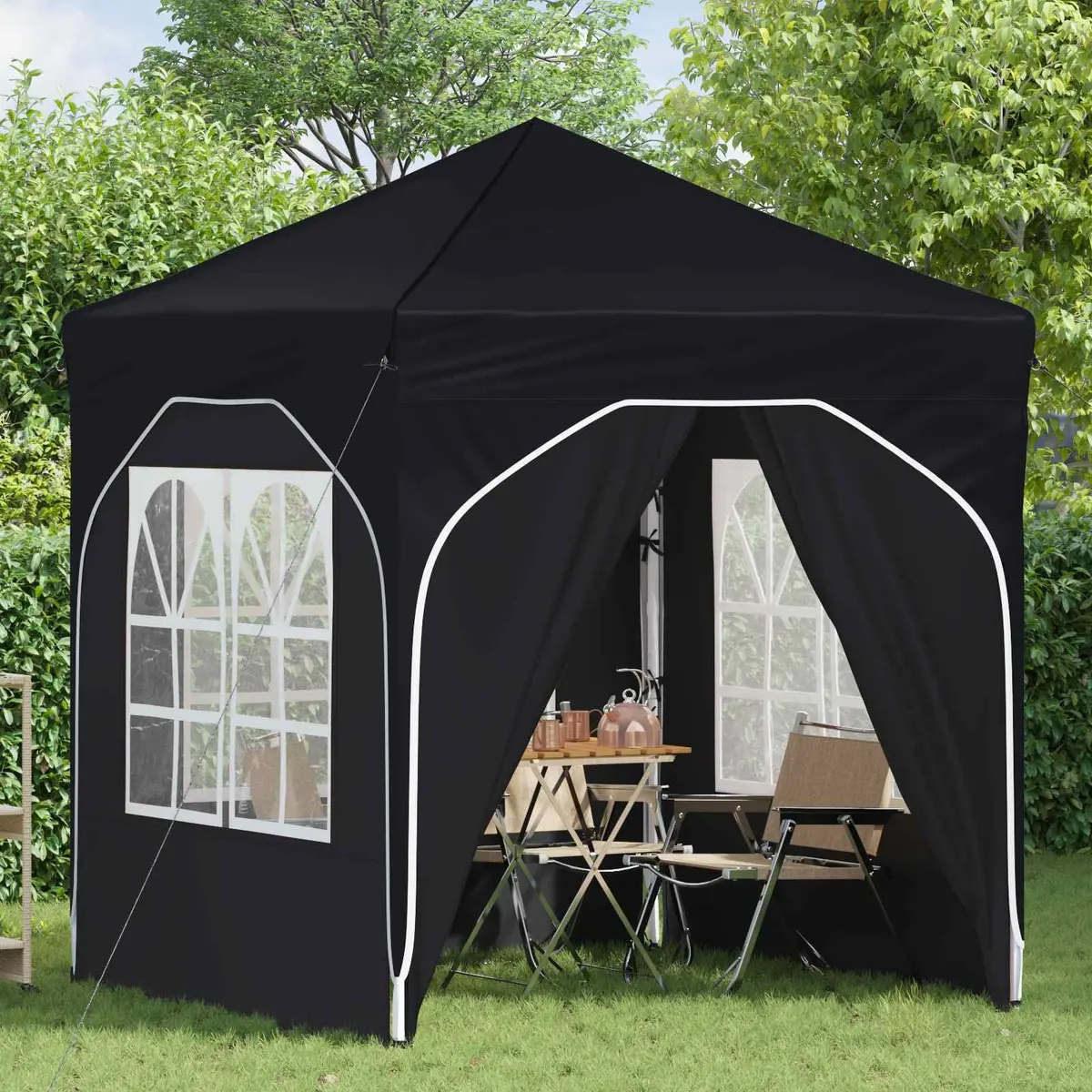 Pop-up Party Tent Outdoor Canopy 192x192cm Waterproof UV-Resistant Anthracite