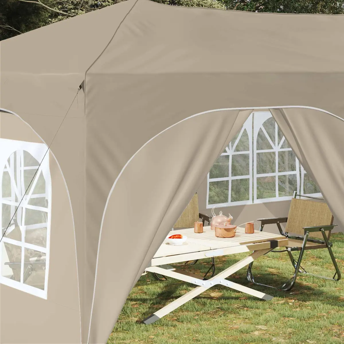 Pop-up Party Tent Outdoor Canopy 575 x 288 x 245 cm Cream Oxford Fabric