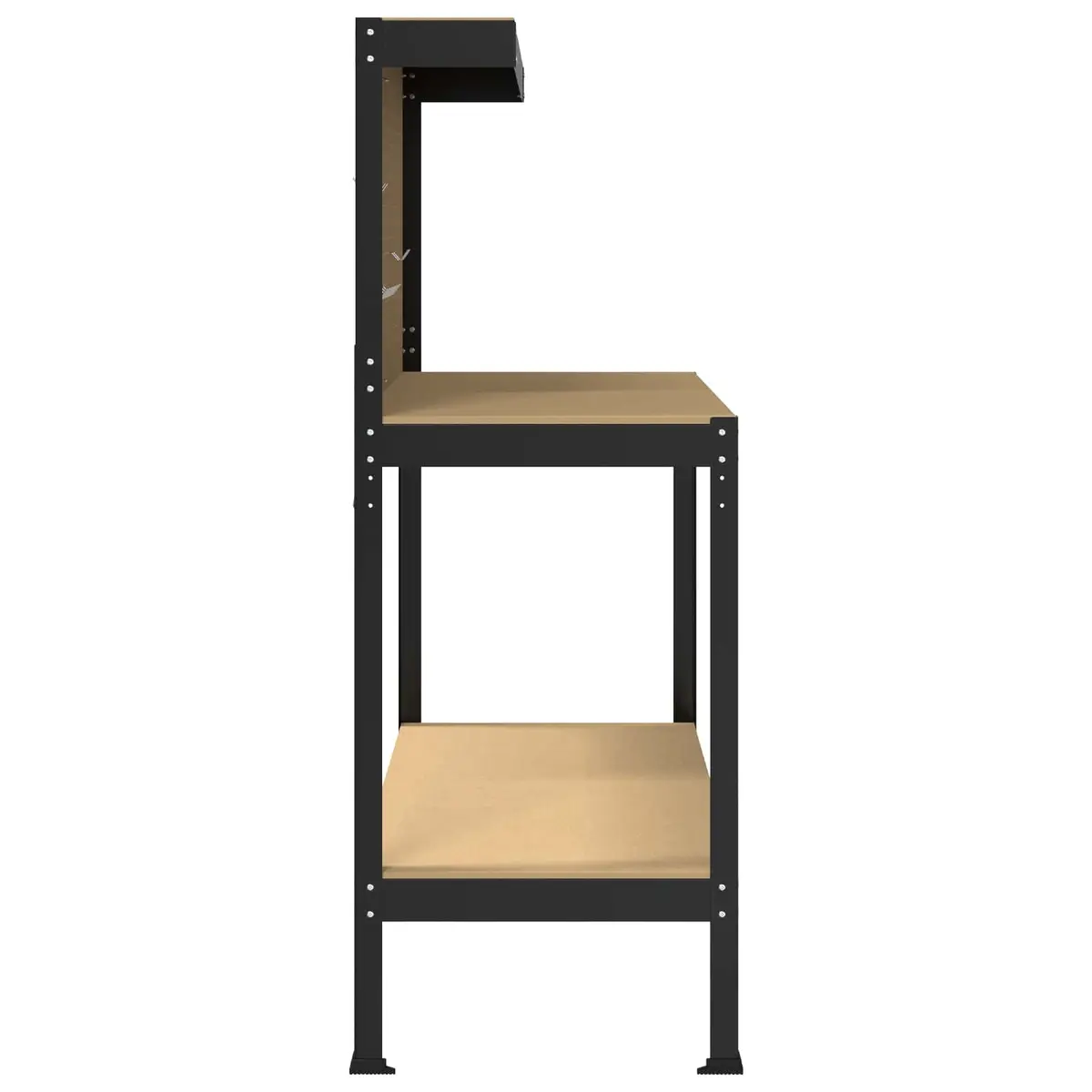 Workbench Black Engineered Wood Metal Frame 114 x 54 x 145 cm Garage Workshop