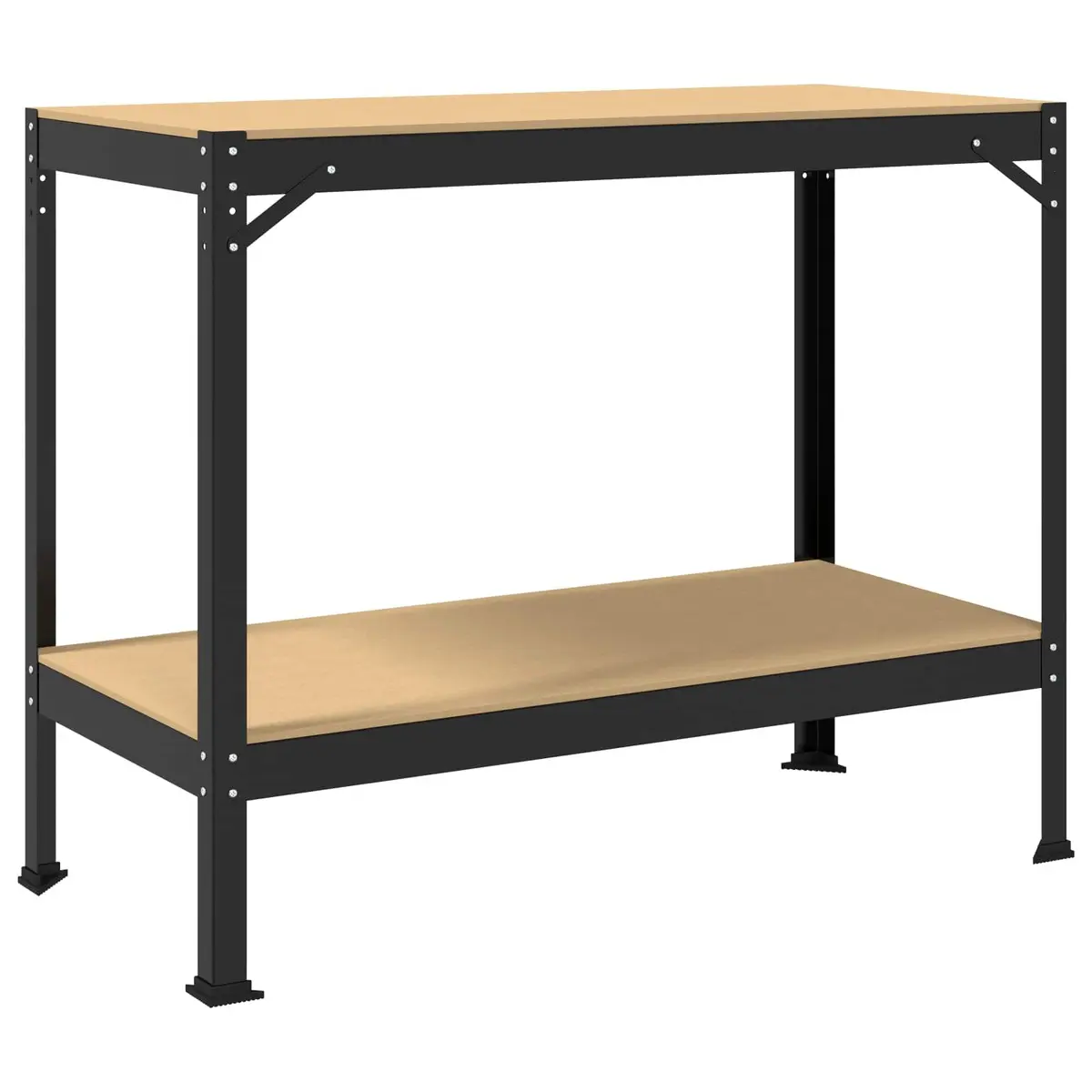 Workbench Black Engineered Wood Metal Frame 115 x 55 x 91 cm Pegboard Drawer