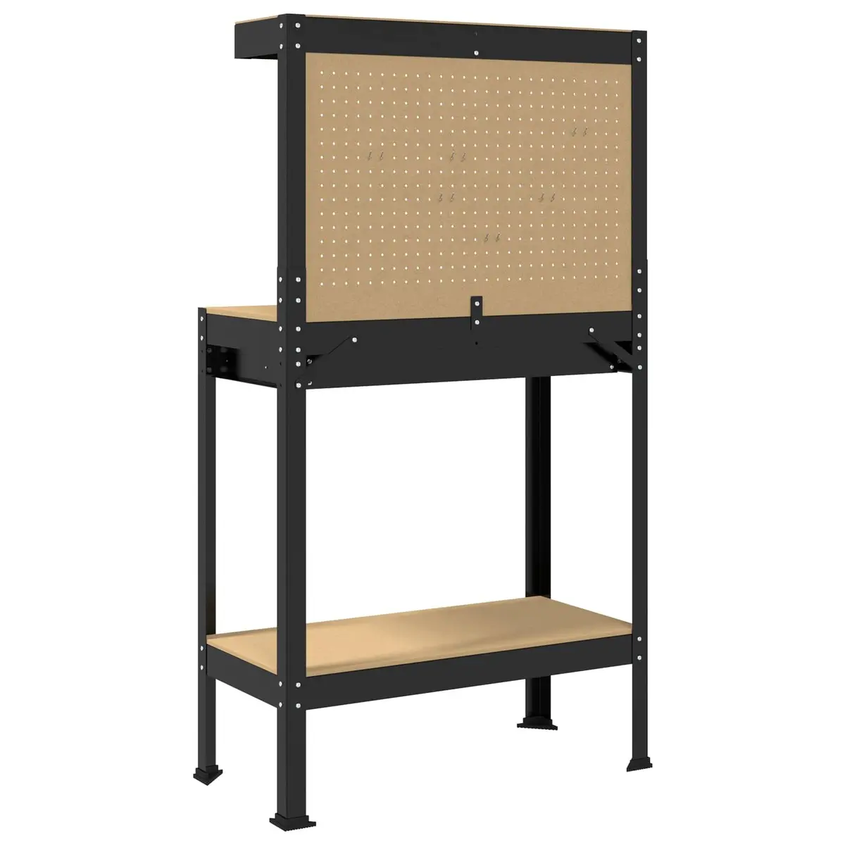 Workbench Black Engineered Wood Metal Frame 81 x 41 x 145 cm
