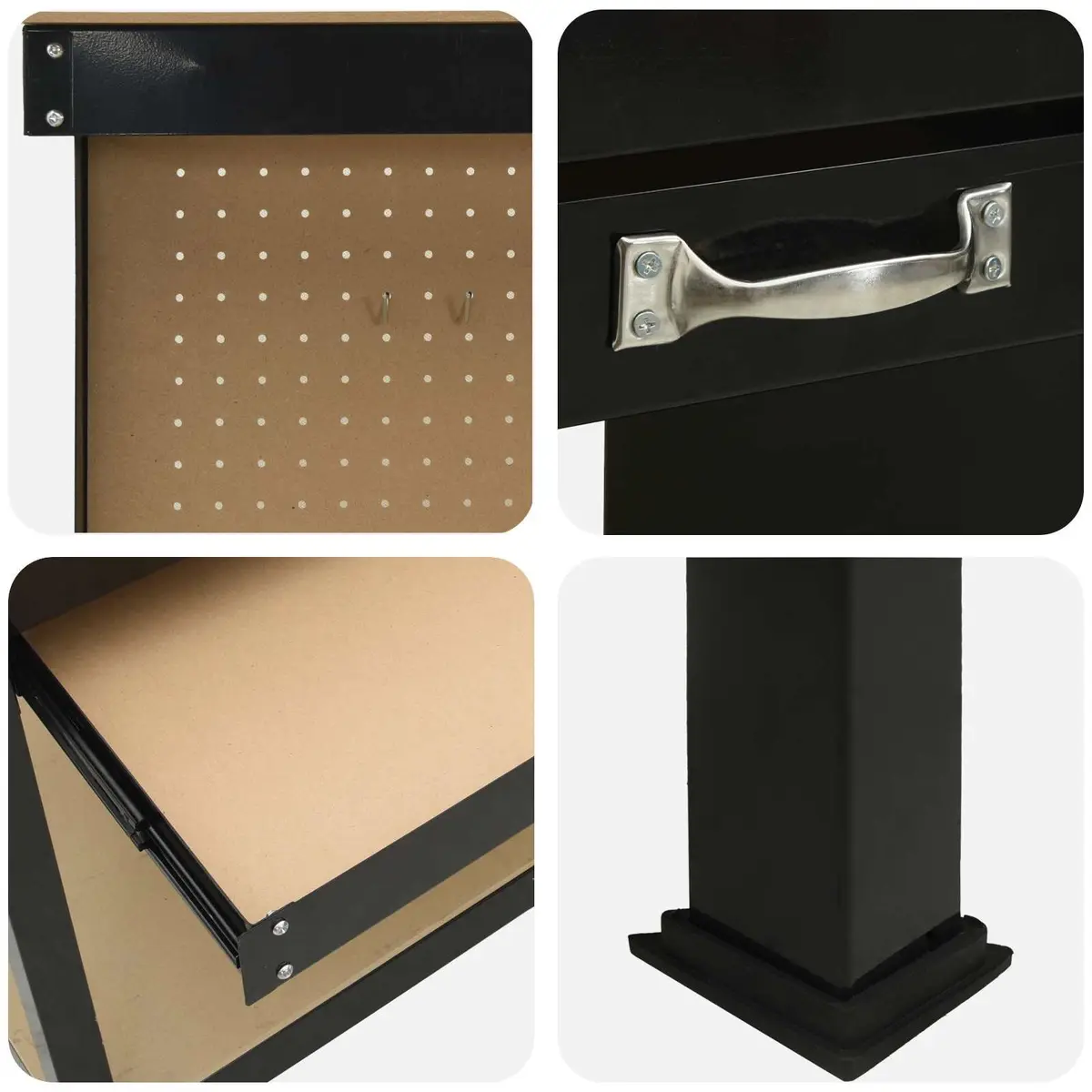 Workbench Black Engineered Wood Metal Frame 81 x 41 x 145 cm