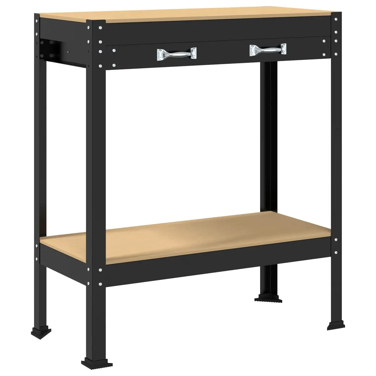 Workbench Black Engineered Wood Metal Frame 80 x 40 x 91 cm Garage Workshop