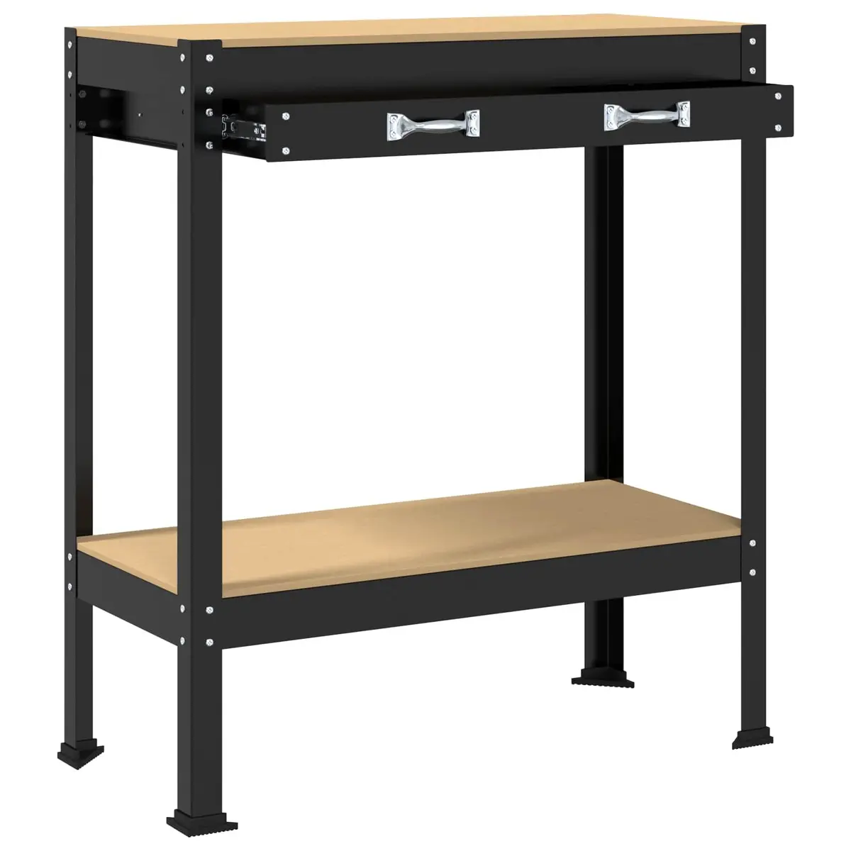 Workbench Black Engineered Wood Metal Frame 80 x 40 x 91 cm Garage Workshop