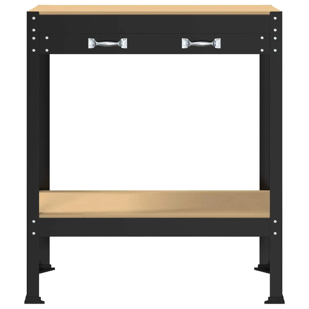 Workbench Black Engineered Wood Metal Frame 80 x 40 x 91 cm Garage Workshop
