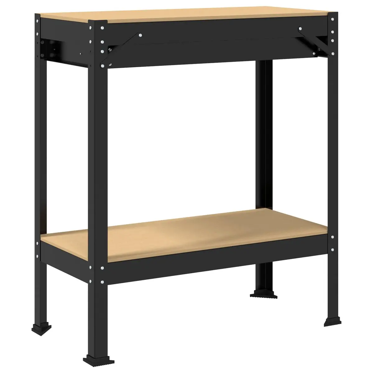 Workbench Black Engineered Wood Metal Frame 80 x 40 x 91 cm Garage Workshop